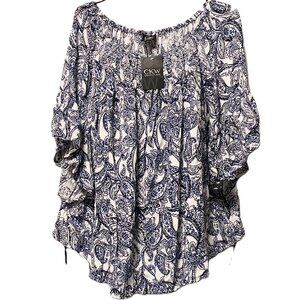 Women's CKW Blue & White Blouse Size Large NWT